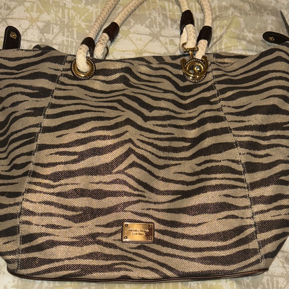 Michael Kors Zebra Stripe Tote - Black and Tan